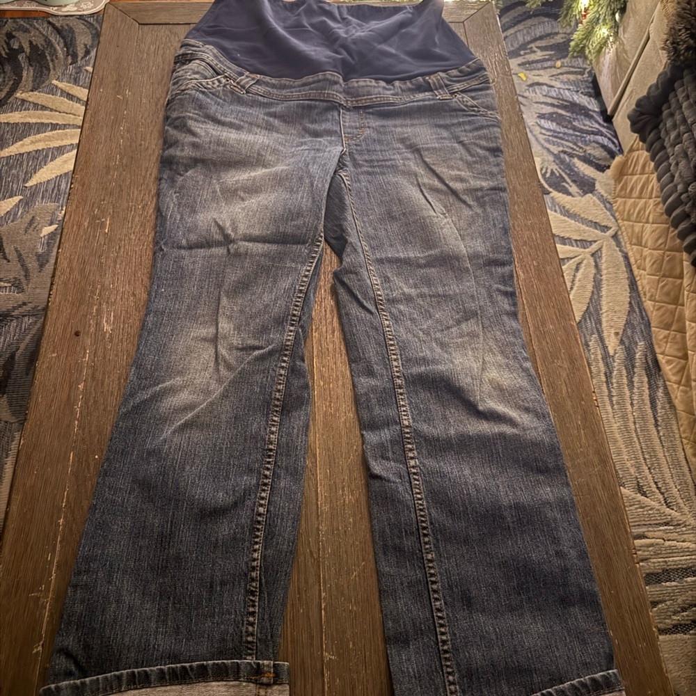 Stylish Blue Boot Cut Maternity Jeans M H & M Mama